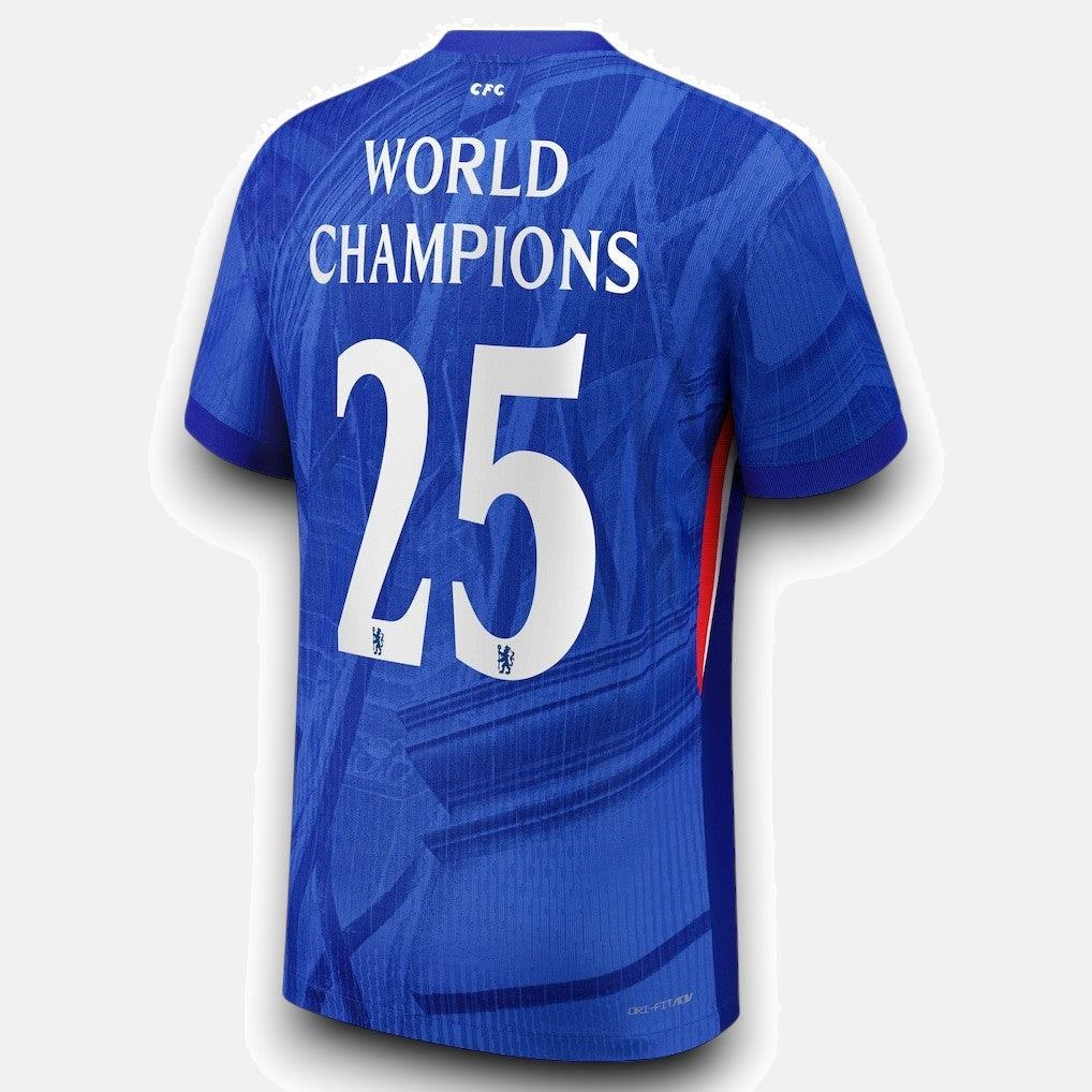 Kids Chelsea Home Kit 25/26 with World Champions 25 printing