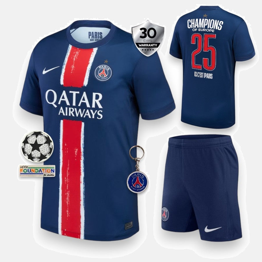 Kids PSG 2025 European Champions 1 Star Jersey